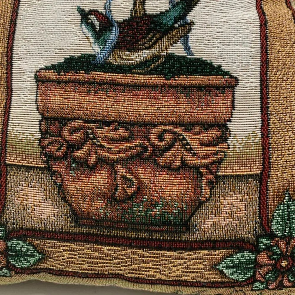 Topiary Tree Bird Tapestry Pillow - Picture 3 of 4